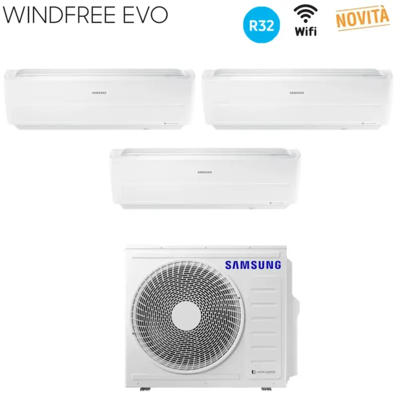 Aggiungi al carrello - Climatizzatore Condizionatore Samsung Trial Split Inverter serie WINDFREE EVO 7+7+12 con AJ052RCJ R-32 Wi-Fi Integrato 7000+7000+12000 - Novità 2019