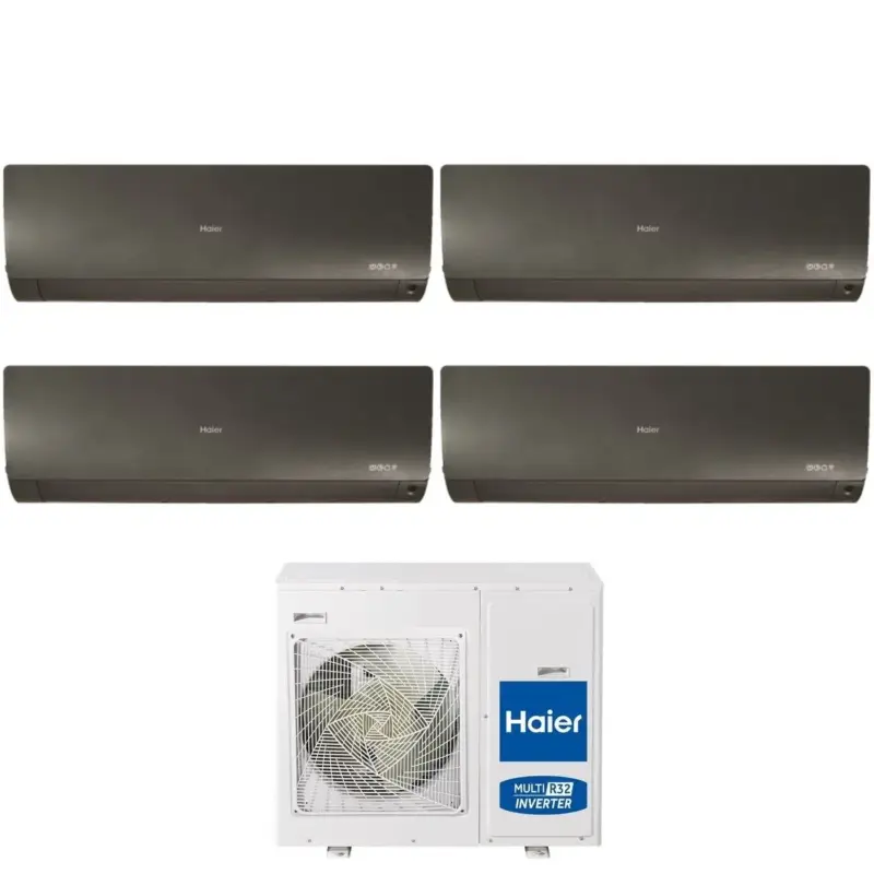 Acquista online | Climatizzatore Condizionatore Haier Quadri Split Inverter serie FLEXIS PLUS BLACK 9+9+9+9 con 4U85S2SR3FA R-32 Wi-Fi Integrato Colore Nero 9000+9000+9000+9000