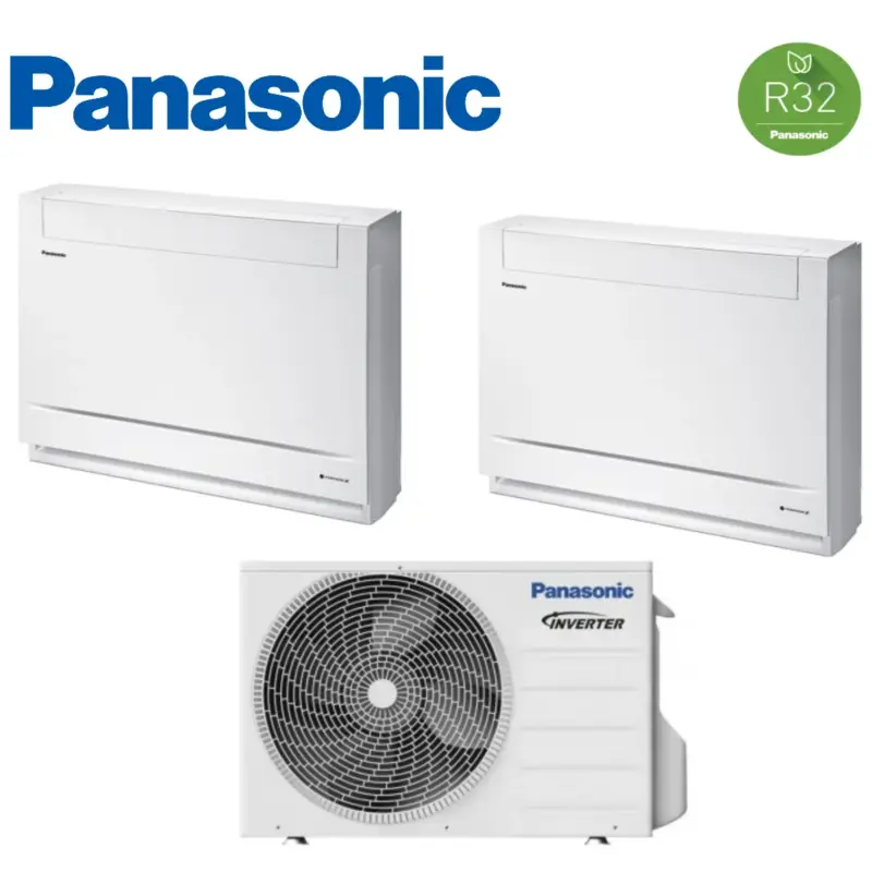 Disponibile - Condizionatore Panasonic Dual Split Console Da Pavimento 9+12 Btu Con CU-2Z50TBE Gas R-32 9000+12000 Wi-Fi Optional