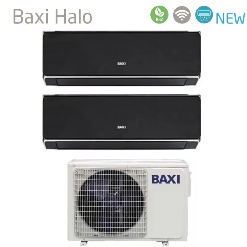 Approfittane ora - Climatizzatore Condizionatore Baxi Dual Split Inverter Serie HALO NERO 9+9 con LSGT40-2M R-32 Wi-Fi Integrato 9000+9000
