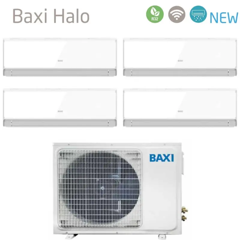 Affrettati | Climatizzatore Condizionatore Baxi Quadri Split Inverter Serie HALO BIANCO 9+9+9+12 con LSGT100-4M R-32 Wi-Fi Integrato 9000+9000+9000+12000