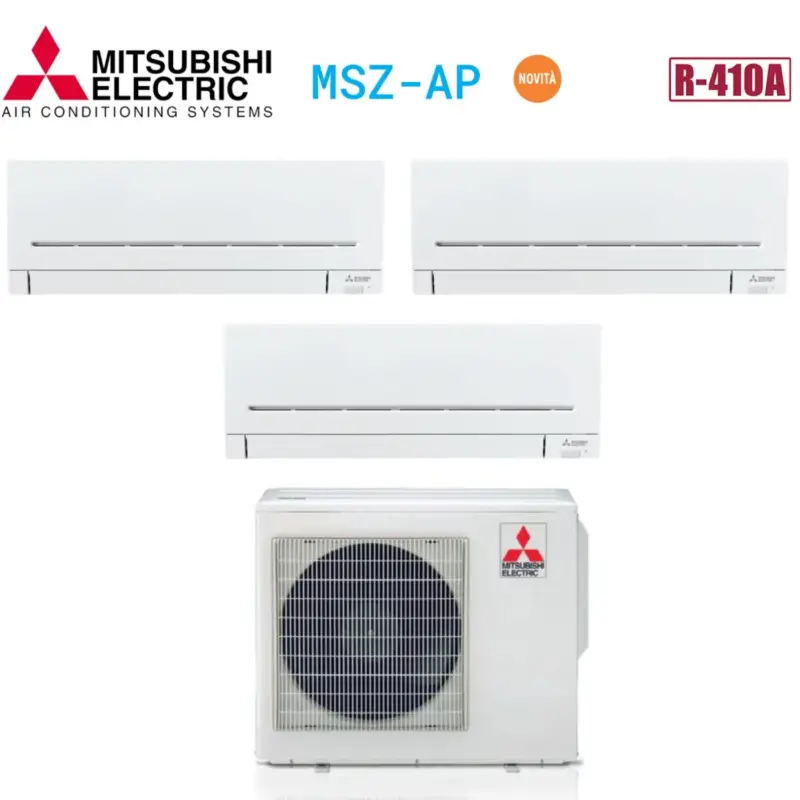 Ultimi giorni - CLIMATIZZATORE CONDIZIONATORE MITSUBISHI ELECTRIC TRIAL SPLIT 9+9+18 INVERTER MSZ-AP 9000+9000+18000 BTU MXZ-3E68VA