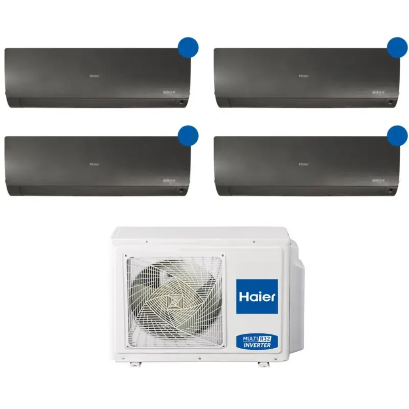 Nuovo lancio | Climatizzatore Condizionatore Quadri Split Inverter HAIER serie FLEXIS Black (Nero) 7000+9000+9000+12000 btu con 4U85S2SR2FA wifi integrato R-32 7+9+9+12 - NOVITA'