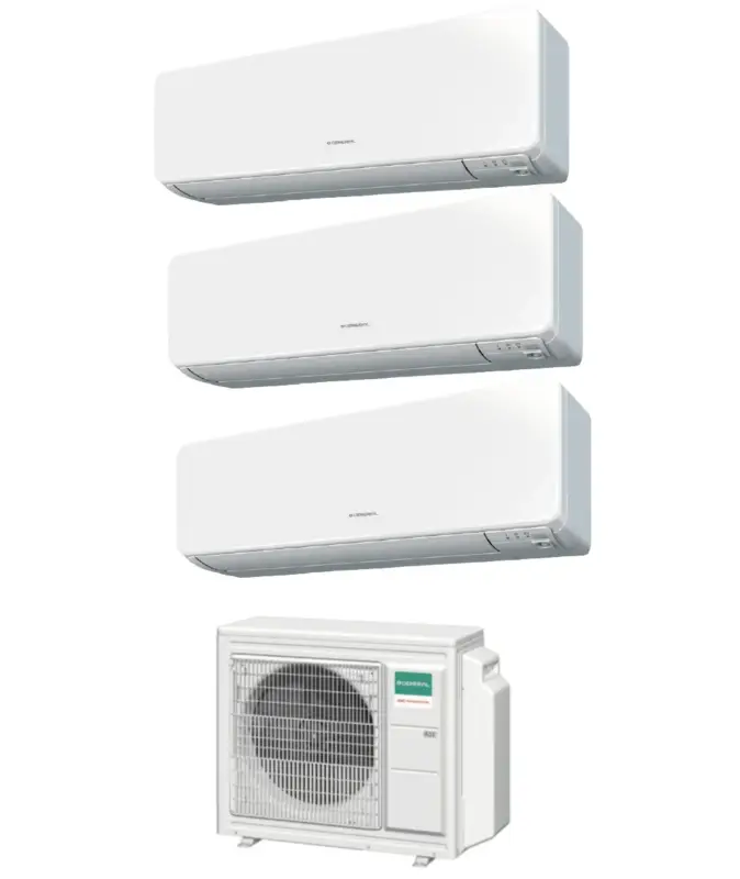 Aggiungi al carrello | Climatizzatore Condizionatore General Fujitsu Trial Split Inverter KGTB 9+9+9 btu con AOHG18KBTA3 R-32 9000+9000+9000 Wi-Fi Optional - Novita'