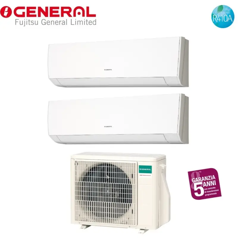 Climatizzatore Condizionatore General Fujitsu Dual Split Inverter serie LMCA 9+12 con AOHG18LAC2 R-410 9000+12000 - Promozione speciale