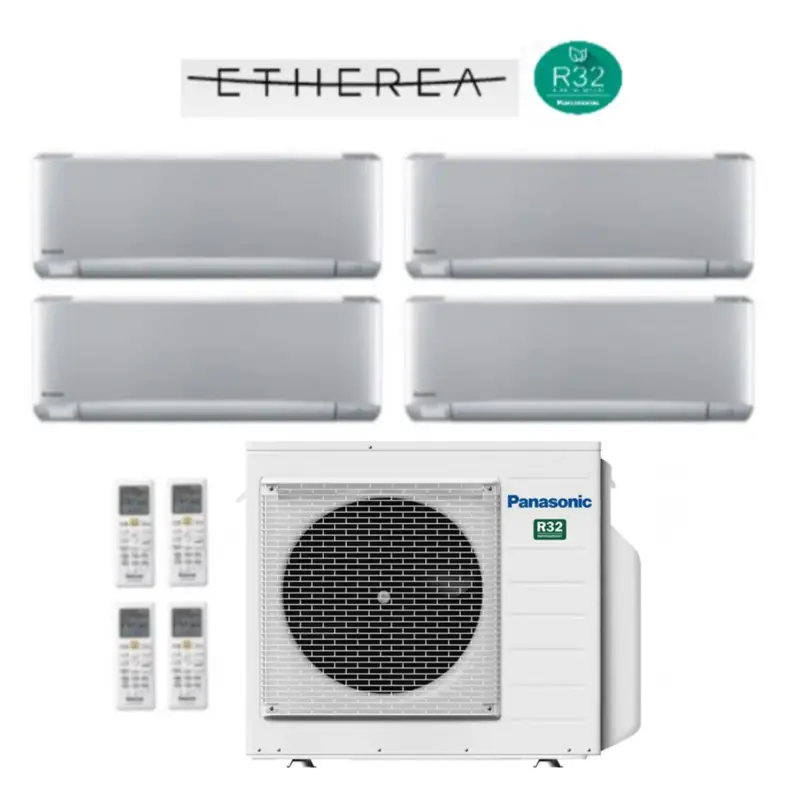 Di tendenza - Condizionatore Panasonic Quadri Split Etherea Silver 9+9+9+9 con CU-4Z68TBE R-32 Wi-Fi Integrato