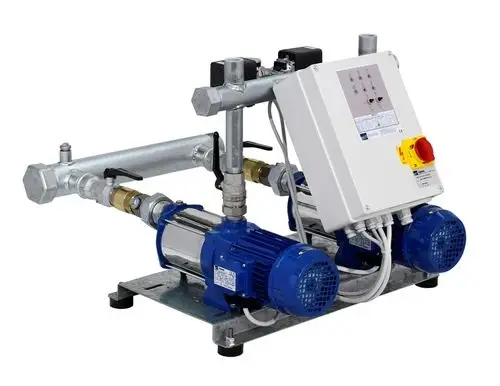 Risparmia ora | Gruppo di pressurizzazione Ebara con 2 pompe multistadio orizzontali con corpo in ghisa e collettori in inox 304 2GP COMPACT A/15 T 2001050201M SENZA VASO E CON PREDISPOSIZIONE MONTALIQUIDI SILENZIOSO