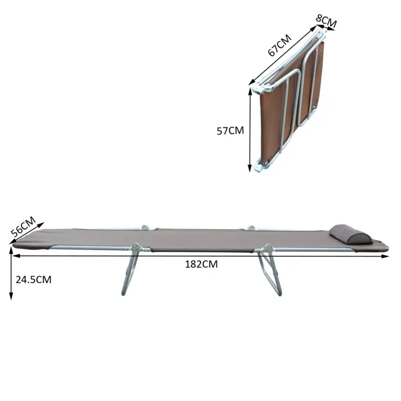 Tra i più venduti | Easycomfort Lettino Prendisole Pieghevole con Schienale Reclinabile e Cuscino, 182x56x24.5 cm, Marrone e Argento