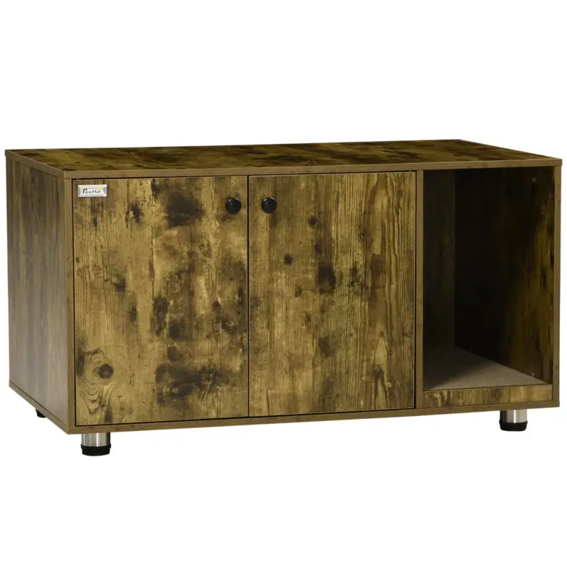 Qualità garantita - EasyComfort Mobile Porta Lettiera per Gatti in Stile Industriale con Tiragraffi, 91x52x49.5cm, Marrone