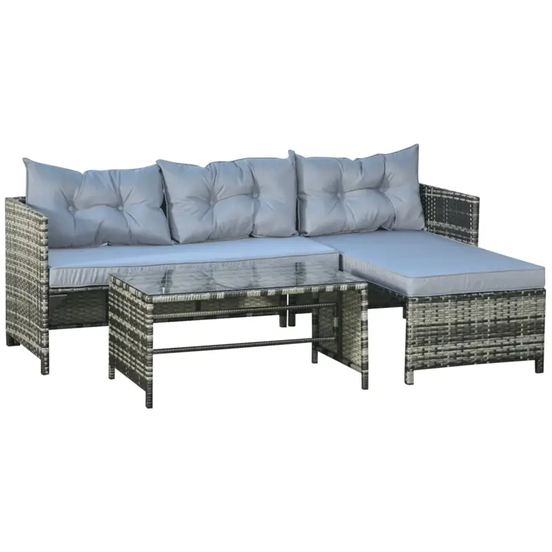 Promo lampo | EASYCOMFORT Salotto da Esterno con Divano Componibile e Tavolino in PE Rattan Grigio