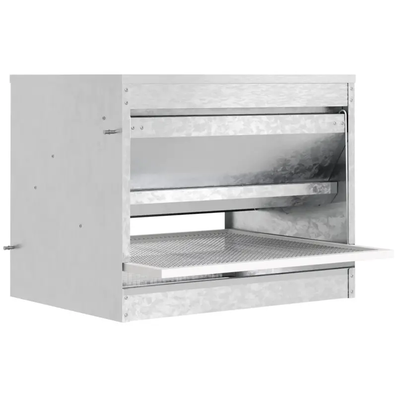 Solo pochi pezzi | EasyComfort Mangiatoia per Galline 22 Litri 4 Polli, con Coperchio e Pedale, 51x38x40.5cm, Argento
