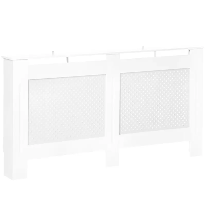 Scorte in esaurimento | Easycomfort Copritermosifone in Legno MDF, Copertura per Termosifone Moderna con Ripiano Superiore Verniciato Bianco, 151.5x82x19 cm