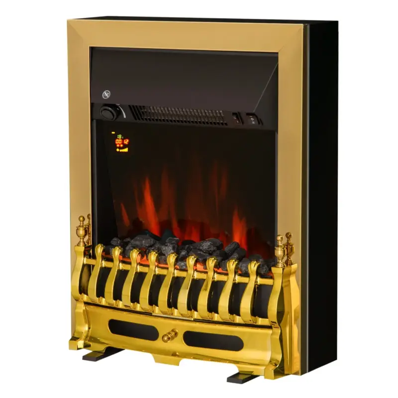 Ultimo arrivo | EasyComfort Camino Elettrico da Incasso o da Terra Potenza 1000W / 2000W in Plastica e Metallo 48.2 × 18.5 × 59.2cm Oro