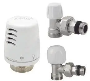Kit termostatico Icma composto da testa termostatica + valvola + detentore a squadra per tubo rame 3/8" - Novità