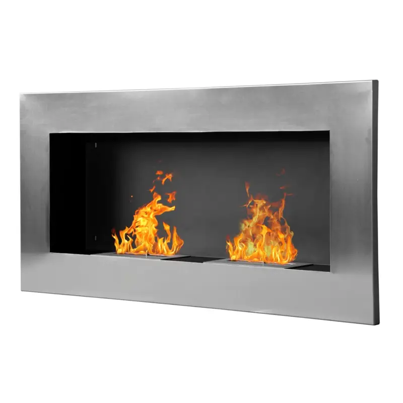 EasyComfort Camino a Bioetanolo da Parete Realizzato in Acciaio Inox con 2 Bruciatori 0.9LT 110 x 54 x 14cm | Svendita