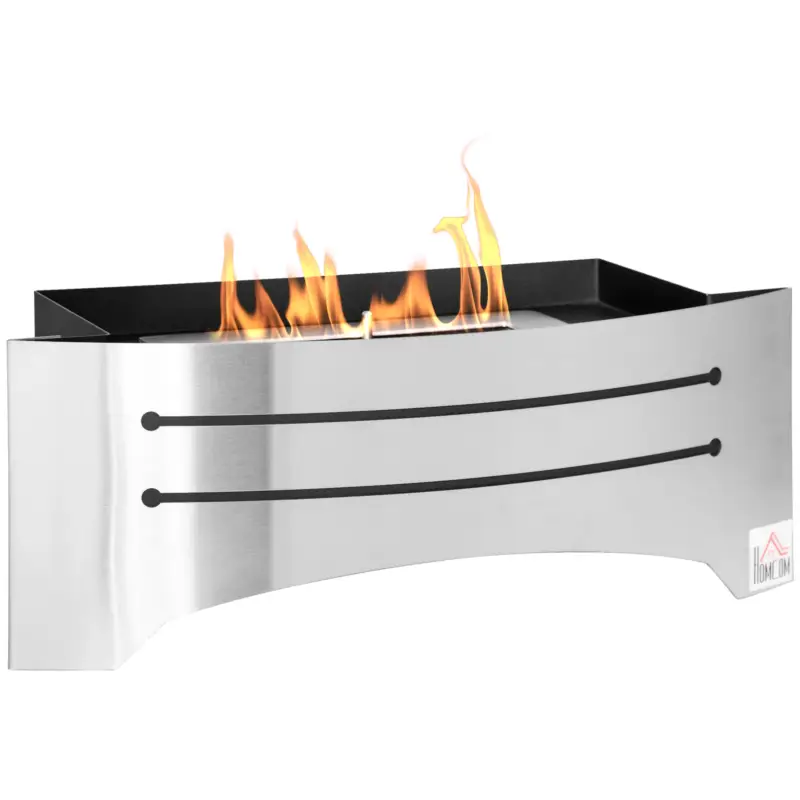 Soddisfatti o rimborsati - Easycomfort Camino Bioetanolo in Acciaio Inox, 3h di Combustione con Serbatoio 1.5L e Copertura 25m², 45x18x17 cm, Argento
