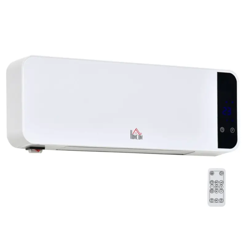 Qualità premium - EASYCOMFORT Stufa Elettrica da Parete con Telecomando, Temperatura Regolabile e Timer - Bianco