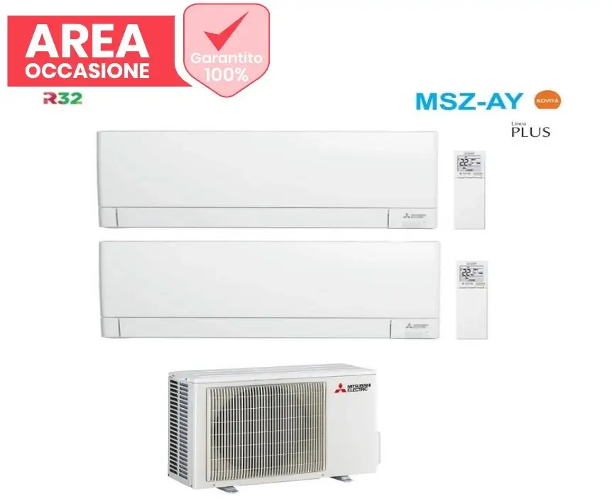 AREA OCCASIONI Climatizzatore Condizionatore Mitsubishi Electric Dual Split Inverter Linea Plus serie MSZ-AY 9+12 con MXZ-2F42VF R-32 Wi-Fi Integrato 9000+12000 | In pronta consegna