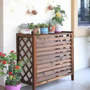 Copertura Copri Unità Esterna OneClima per Condizionatore Dual/Trial e 18000/24000 Btu In Legno Wood 94x49x84 | Alta qualità