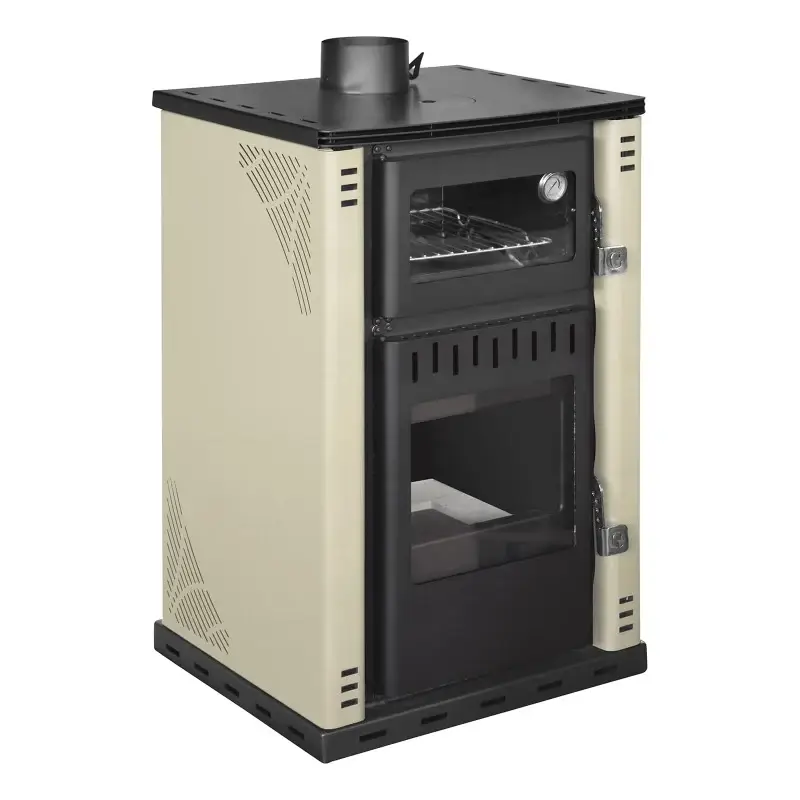 Sconto extra - Stufa A Legna Con Forno 27,6Kw Termostufa boiler 38lt Elsa Beige