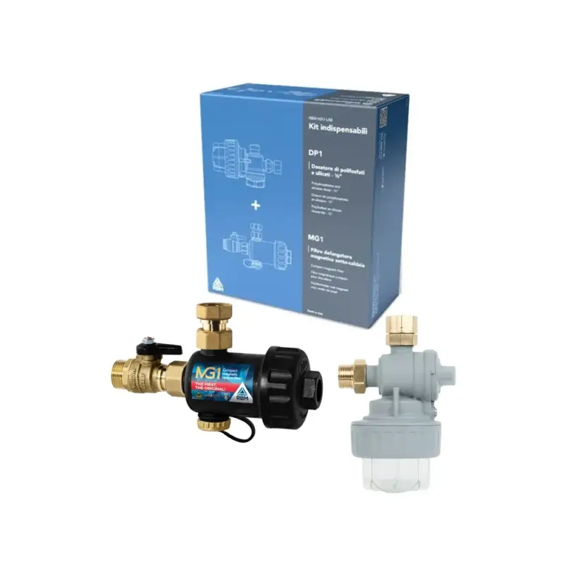 Ordina oggi - RBM Kit Filtro Defangatore magnetico sotto-caldaia MG1 con dosatore polifosfati DP1