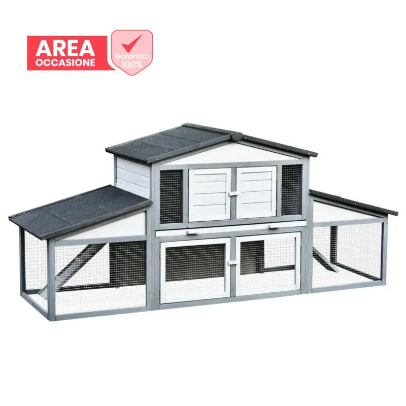 Ultima novità - AREA OCCASIONI EASYCOMFORT Conigliera da Esterno in Legno Gabbia per 2-3 Conigli o Roditori Bianca