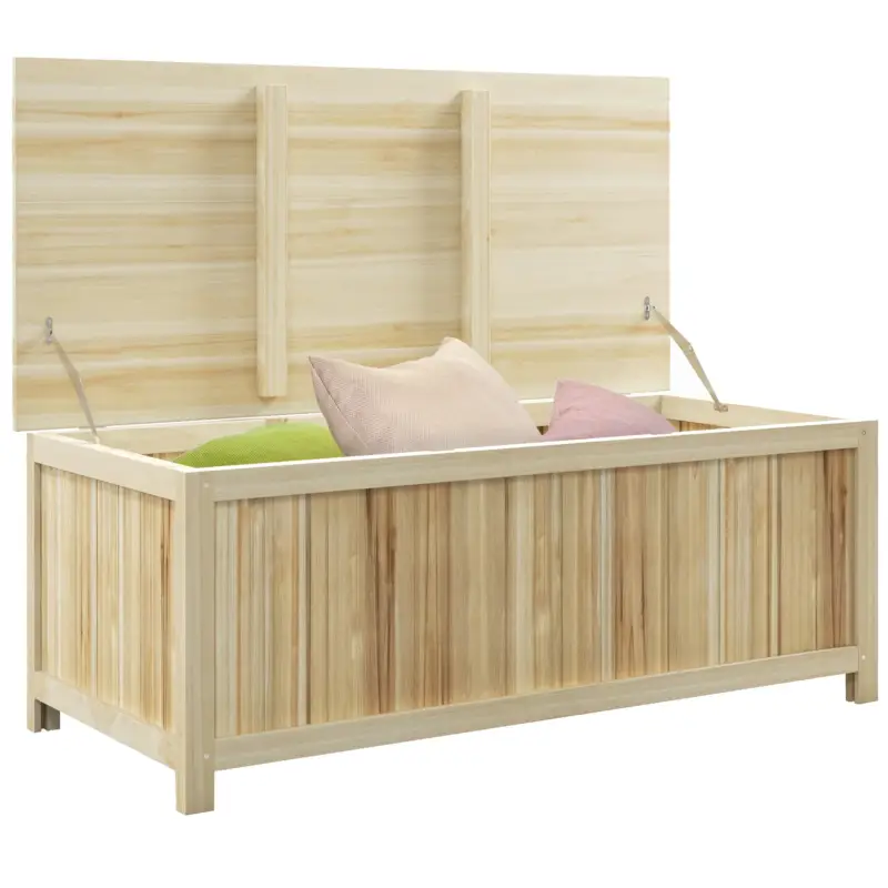 Nuovo prodotto | EasyComfort Panca Contenitore da Giardino da 172L in Legno di Abete, 120x55x45cm, Colore Legno
