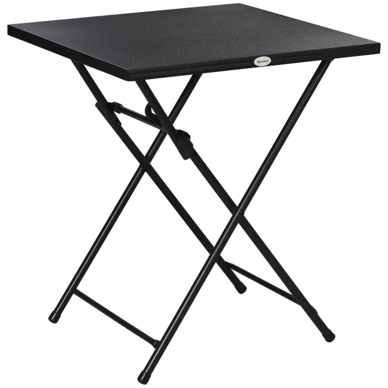 EasyComfort Tavolino da Esterni Pieghevole in Acciaio con Piedini Antiscivolo, 60x60x71 cm, Nero - Top vendite