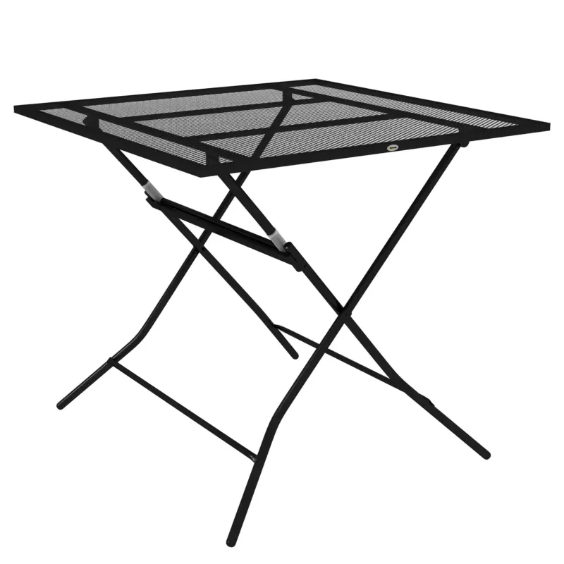 Scorte quasi esaurite | EasyComfort Tavolo da Giardino Pieghevole Quadrato con Piano a Rete in Acciaio, 80x80x74cm, Nero