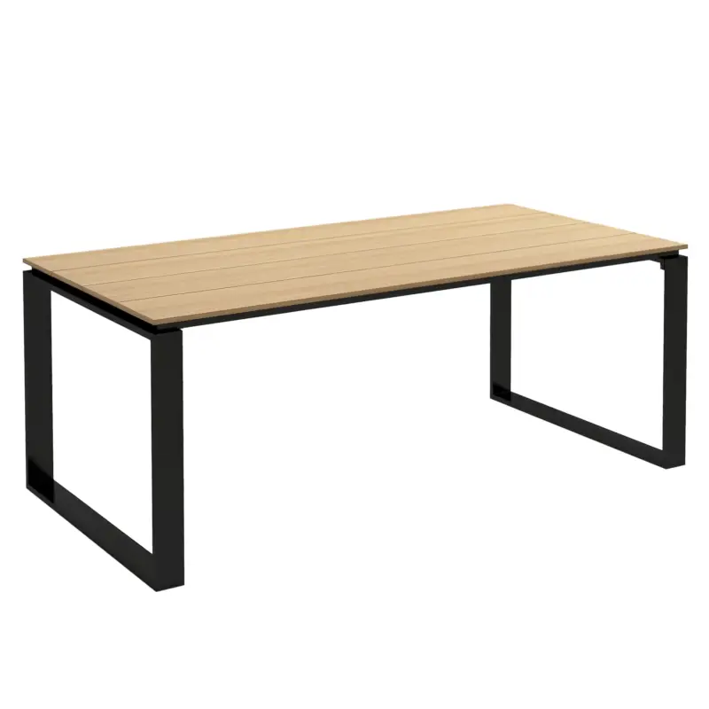 EasyComfort Tavolo da Giardino Rettangolare in Alluminio con Piano a Doghe per 6-8 Persone, 180x90x74cm, Quercia - Di tendenza