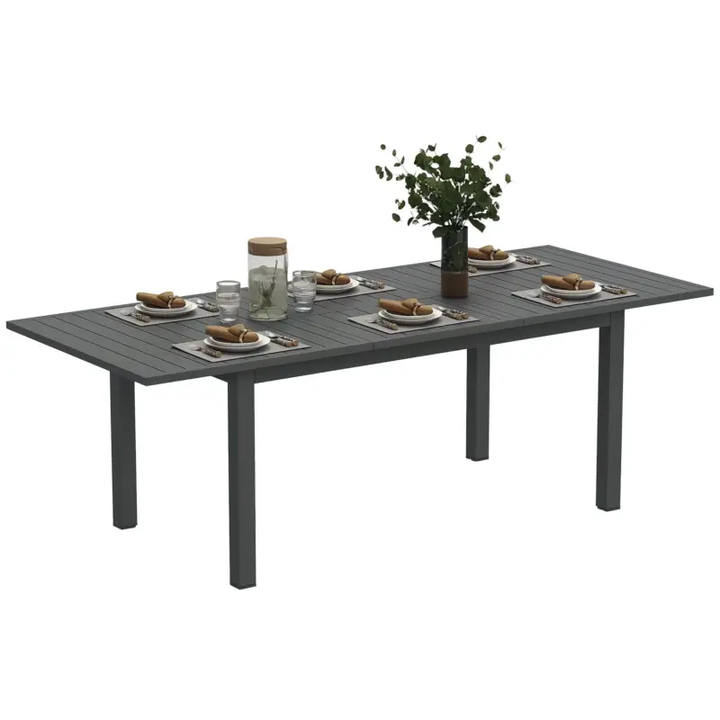 Alta qualità | EasyComfort Tavolo da Giardino Allungabile da 160-220 cm per 6-8 Persone Rettangolare in Alluminio, Grigio