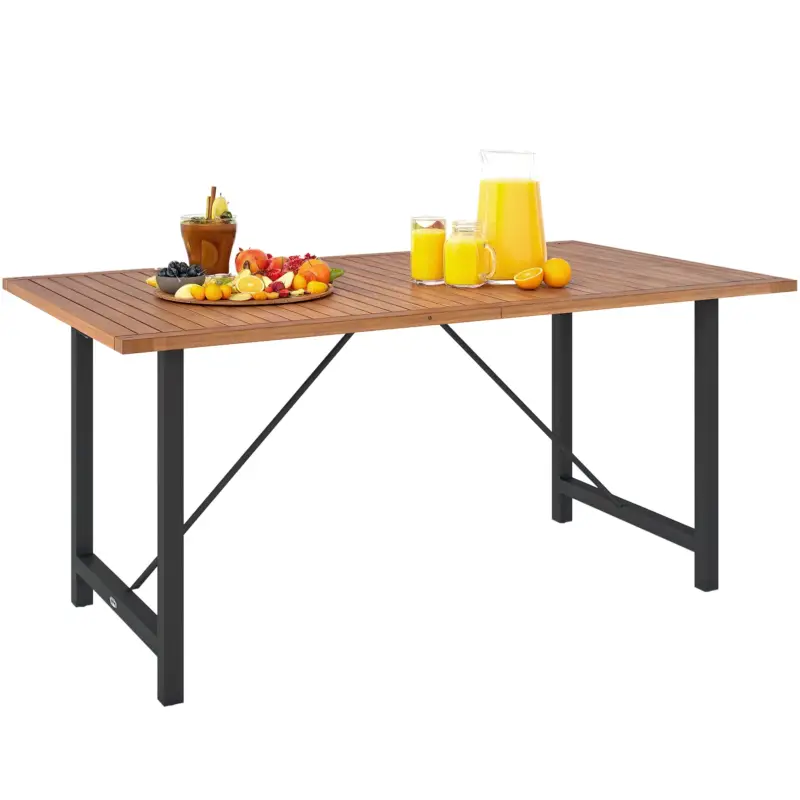 Direttamente dalla fabbrica - EasyComfort Tavolo da Giardino 160x90 cm in Legno di Acacia e Acciaio con Piano a Doghe, Teak