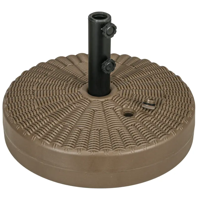 Nuovo lancio - EasyComfort Base per Ombrellone con 2 Manopole Incorporate, in HDPE e Acciaio, Ø51x36 cm, Marrone e Nero