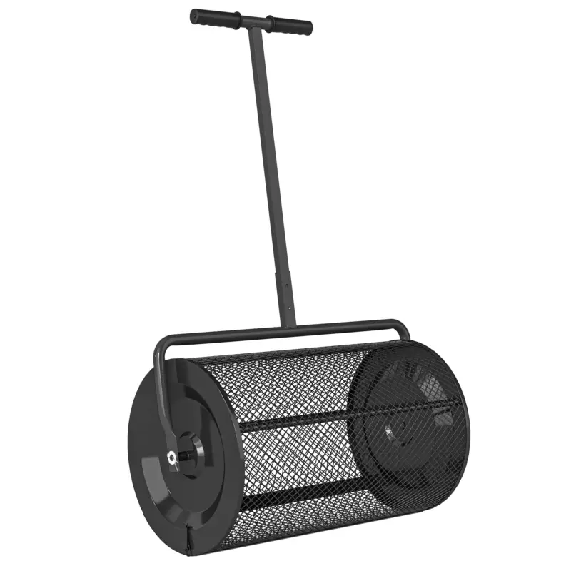 EasyComfort Spandiconcime da 75L in Metallo con Manico Regolabile a T e Maniglia Imbottita, 70x40x112 cm, Nero - Scorte limitate