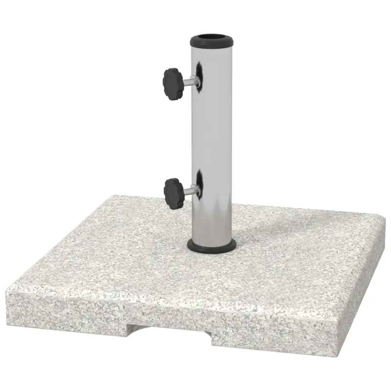 Saldi | EasyComfort Base per Ombrellone da Giardino 25kg per Pali da Ø32mm, Ø38mm e Ø48mm, in Granito e Acciaio Inox, 38x38x38 cm, Grigia