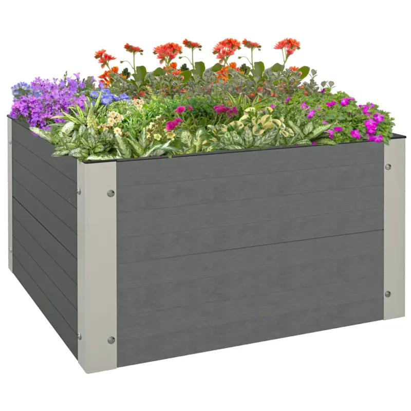 Solo per poco tempo - EasyComfort Letto per Orto Rialzato con Fondo Aperto e Profili in Alluminio 60x60x30cm, Grigio Scuro