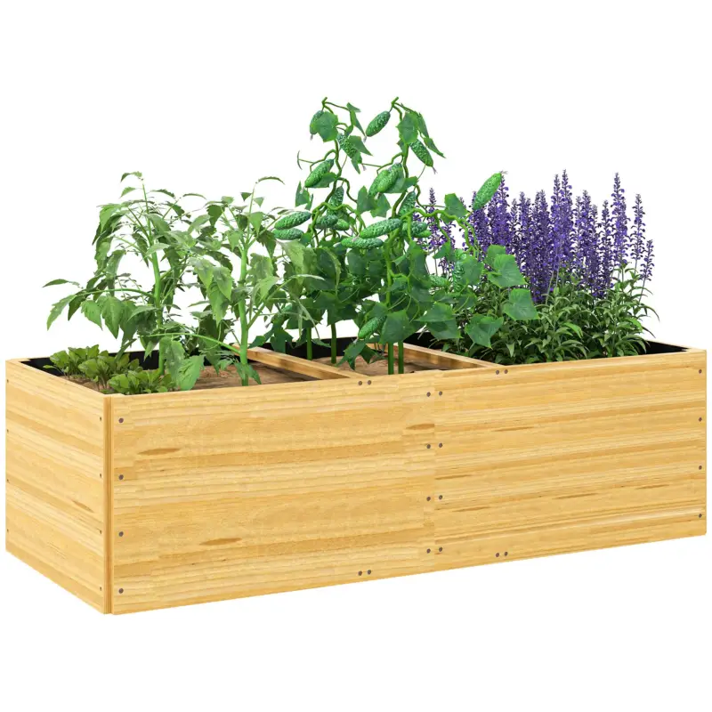 Sconto extra - EasyComfort Fioriera da Esterno in Legno di Abete Divisa in 3 Aree con Strato in Tessuto non Tessuto, 140x60x40 cm