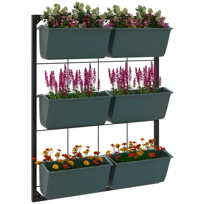 EasyComfort Orto Verticale a 3 Livelli con 6 Vasi in Acciaio e Plastica, 52x14x66cm, Verde Scuro - Ultima novità