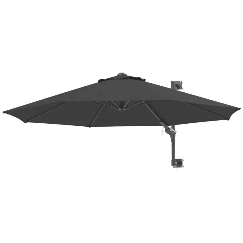 Reso semplice | EasyComfort Ombrellone da Giardino a Parete, Girevole a 180° con Manovella e 8 Stecche, Grigio