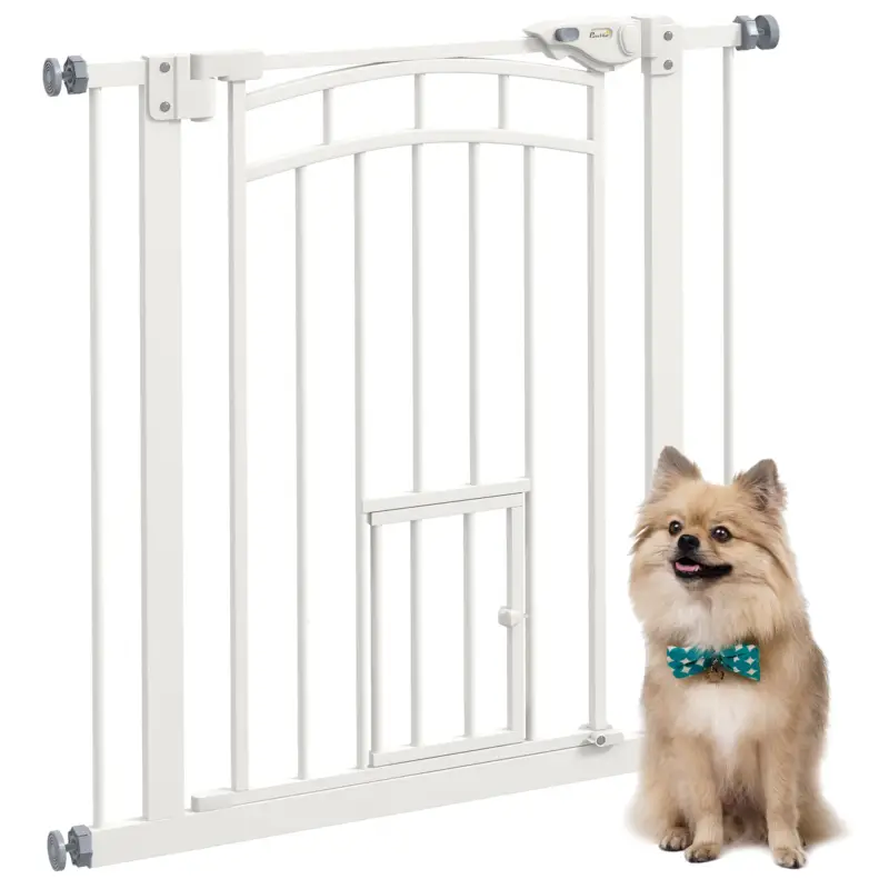 EasyComfort Cancellino per Cani taglia Piccola e Media con Chiusura Automatica, in Acciaio e PA, 74-80x76 cm, Bianco | Compra oggi