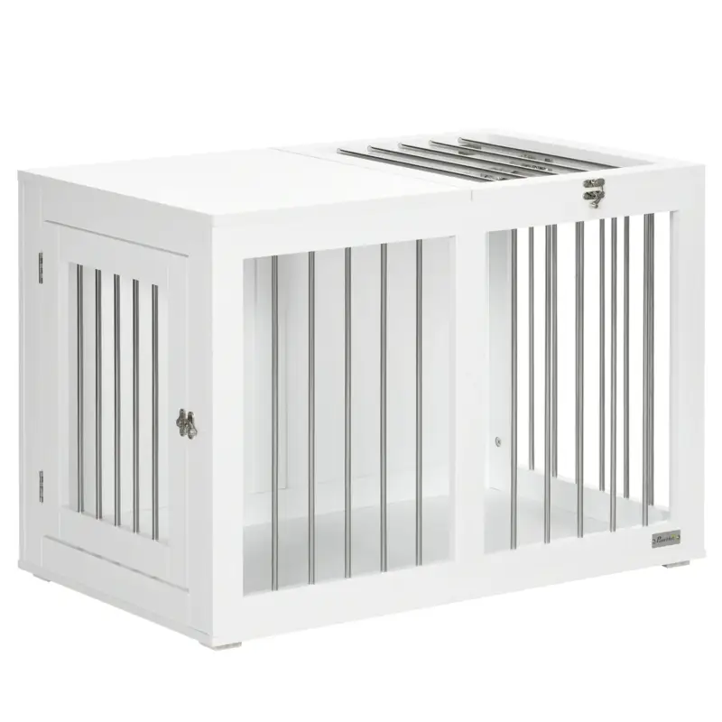 EasyComfort Casetta per Cani Taglia Media con 2 Porte Bloccabili, Gabbia in Acciaio e MDF, 80x50x56.5 cm, Bianco | Acquista subito