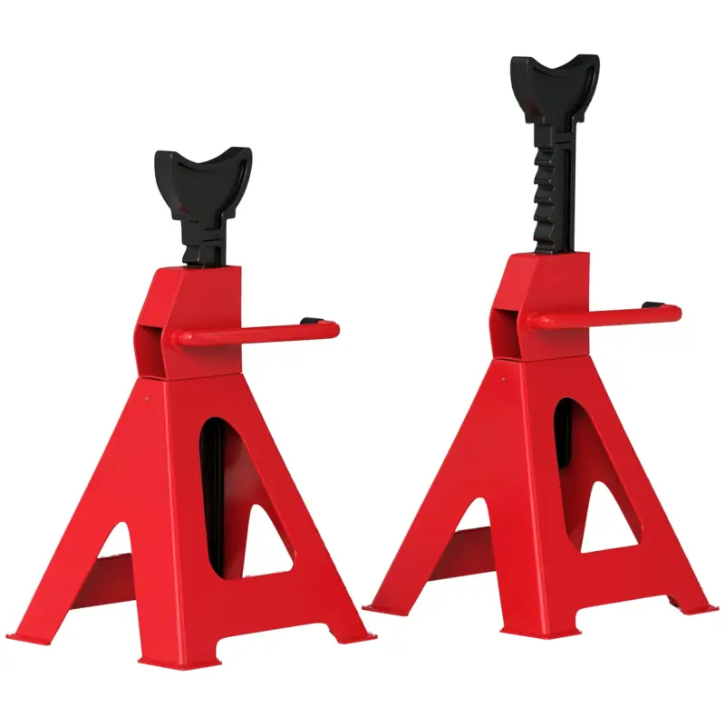 EasyComfort Set 2 Cavalletti Auto da 3 Tonnellate Regolabili da 29-42.5 cm, Acciaio al Carbonio e Ghisa, Rosso - Nuovo lancio