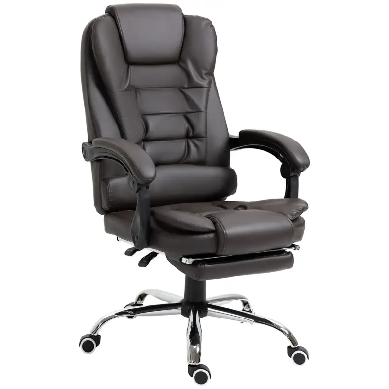 EasyComfort Poltrona da Ufficio Reclinabile in stile Presidenziale con Poggiapiedi, 64.5x69x109-117 cm, color Caffè | Molto apprezzato