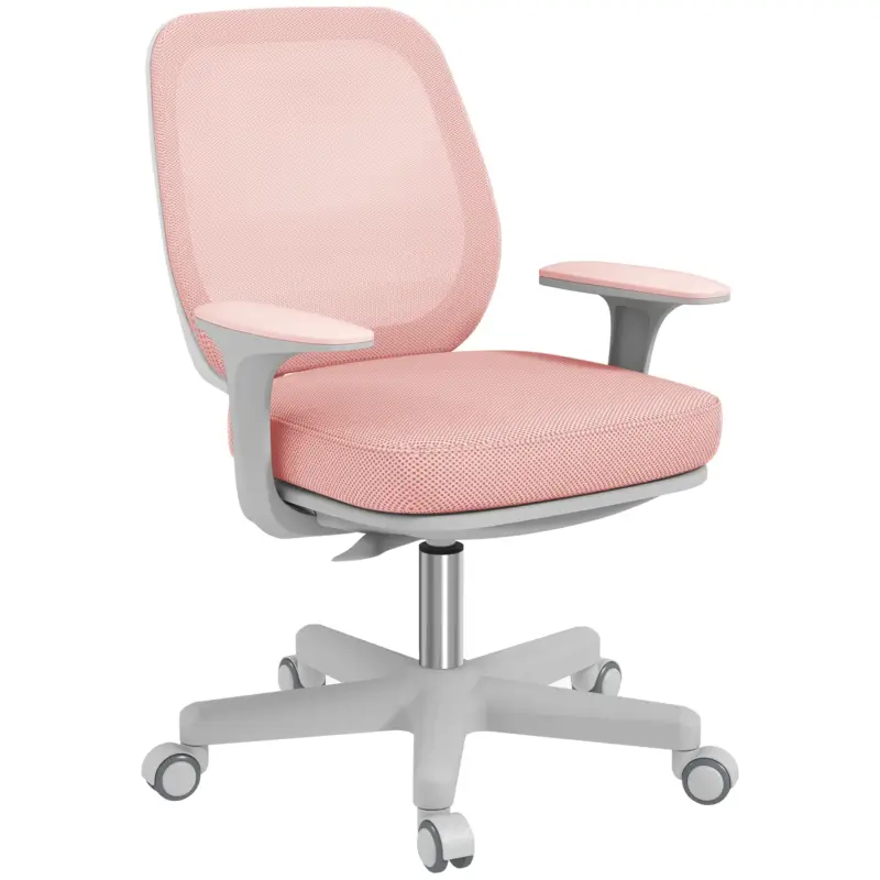 EasyComfort Sedia da Ufficio Ergonomica e Reclinabile ad Altezza Regolabile con 5 Rotelle, 55x48x82.5-94.5 cm, Rosa | Premium