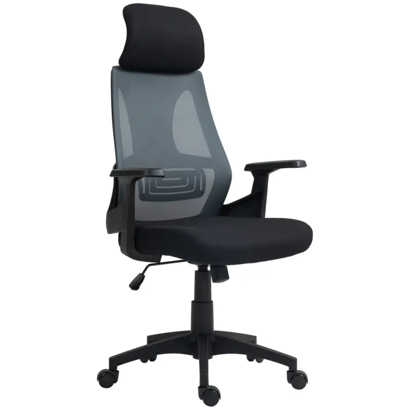EasyComfort Sedia da Ufficio con Supporto Lombare e Poggiatesta, Seduta Girevole con Altezza Regolabile, Nero | Diretto dalla fabbrica