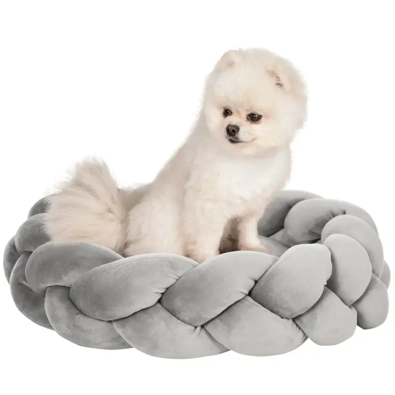 Nuovo arrivo | EasyComfort Letto per Cani e Gatti da Interni Imbottito e Lavabile con Cuscino Separato, Ø55x14cm, Grigio