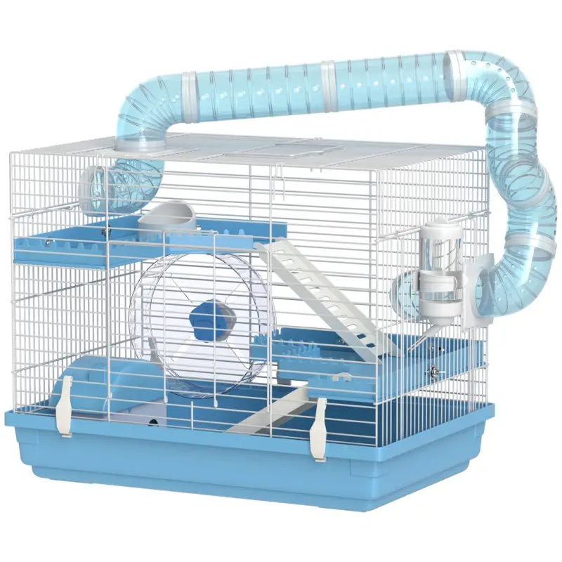 Disponibile ora | EasyComfort Gabbia per Criceti a 3 Piani con Casetta, Ruota, Ciotola per Cibo, Bottiglia e Tubi, Azzurro