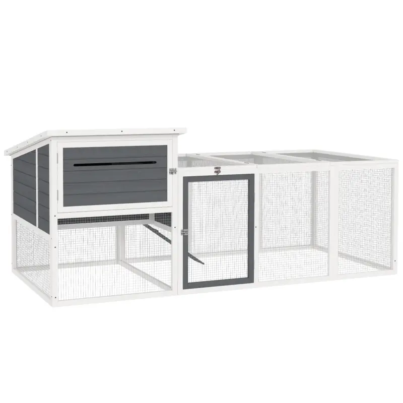 Promozione speciale | EasyComfort Pollaio per Galline con Casetta, Nido per Cova e Area Esterna, 214x101x 91.5cm, Grigio