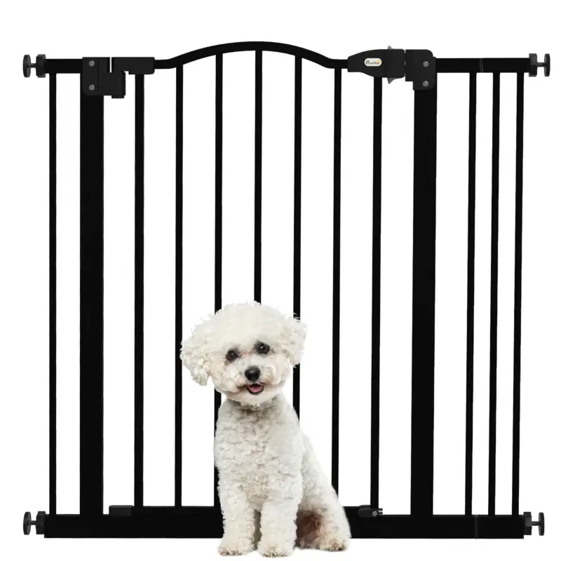 Appena aggiunto | EasyComfort Cancelletto per Cani Estensibile con 2 Blocchi e Chiusura Automatica, in Metallo e Plastica, 74-87x78 cm, Nero