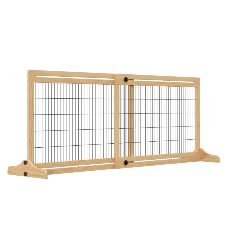 EasyComfort Cancellino per Cani da Interno Estensibile in Legno di Pino e Acciaio, 104-183x36x69 cm, Color Legno | Più venduto